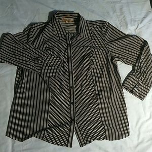 Black and White striped Blouse Size 2x